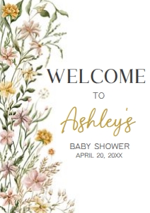 685 Wildflower Baby in Bloom Baby Shower Welcome Sign A1: 685 Wildflower Baby in Bloom Baby Shower Welcome Sign