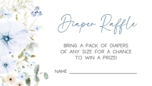 684 Blue Baby in Bloom Baby Shower Diaper Raffle: 684 Blue Baby in Bloom Baby Shower Invitation Set