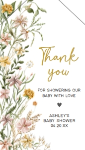 685 Wildflower Baby in Bloom Baby Shower Favor Tag with Line: 685 Wildflower Baby in Bloom Baby Shower Favor Tag