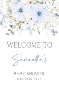 684 Blue Baby in Bloom Baby Shower Welcome Sign 20x30: 684 Blue Baby in Bloom Baby Shower Welcome Sign