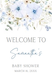 684 Blue Baby in Bloom Baby Shower Welcome Sign 24x36: 684 Blue Baby in Bloom Baby Shower Welcome Sign