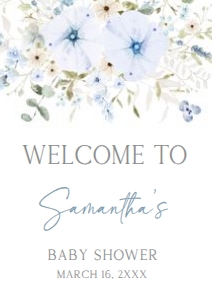684 Blue Baby in Bloom Baby Shower Welcome Sign A1: 684 Blue Baby in Bloom Baby Shower Welcome Sign