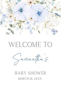 684 Blue Baby in Bloom Baby Shower Welcome Sign A4: 684 Blue Baby in Bloom Baby Shower Welcome Sign