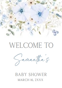 684 Blue Baby in Bloom Baby Shower Welcome Sign A2: 684 Blue Baby in Bloom Baby Shower Welcome Sign
