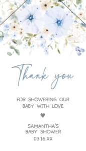 684 Blue Baby in Bloom Baby Shower Favor Tag with Line: 684 Blue Baby in Bloom Baby Shower Favor Tag