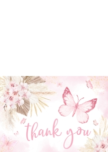 689 Pink Boho Butterfly Baby Shower Thank You Card: 689 Pink Boho Butterfly Baby Shower Invitation Set