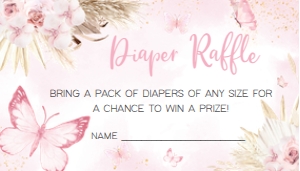689 Pink Boho Butterfly Baby Shower Diaper Raffle: 689 Pink Boho Butterfly Baby Shower Invitation Set