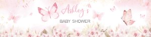 689 Pink Boho Butterfly Baby Shower Bottle Label design preview