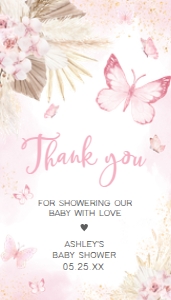 689 Pink Boho Butterfly Baby Shower Favor Tag: 689 Pink Boho Butterfly Baby Shower Favor Tag