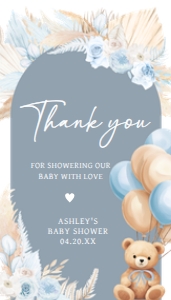 691 Boho Blue Bear Baby Shower Favor Tag design preview