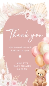692 Boho Pink Bear Baby Shower Favor Tag design preview