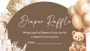 694 Boho Brown Bear Baby Shower Diaper Raffle: 694 Boho Brown Bear Baby Shower Invitation Set