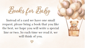 698 Brown Hot Air Balloon Bear Baby Shower Books for Baby: 698 Brown Hot Air Balloon Bear Baby Shower Invitation Set