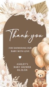 694 Boho Brown Bear Baby Shower Favor Tag design preview