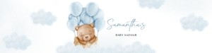695 Blue Bear Hot Air Balloon Baby Shower Bottle Label: 695 Blue Bear Hot Air Balloon Baby Shower Bottle Label