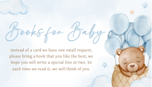 696 Blue Hot Air Balloon Baby Bear Baby Shower Books for Baby: 696 Blue Hot Air Balloon Baby Bear Baby Shower Invitation Set
