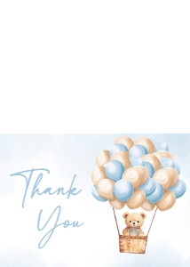 700 Blue Baby Bear Hot Air Balloon Baby Shower Thank You Card: 700 Blue Baby Bear Hot Air Balloon Baby Shower Invitation Set