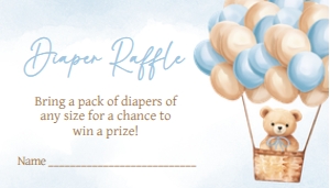 700 Blue Baby Bear Hot Air Balloon Baby Shower Diaper Raffle: 700 Blue Baby Bear Hot Air Balloon Baby Shower Invitation Set