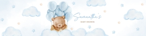 696 Blue Hot Air Balloon Baby Bear Baby Shower Bottle Label: 696 Blue Hot Air Balloon Baby Bear Baby Shower Bottle Label