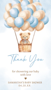 700 Blue Baby Bear Hot Air Balloon Baby Shower Favor Tag design preview