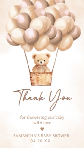 702 Brown Baby Bear Hot Air Balloon Baby Shower Favor Tag design preview