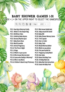 680 Greenery Boy Dinosaur Baby Shower Games Bundle 1: 680 Greenery Boy Dinosaur Baby Shower Games
