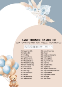 690 Blue Boho Bear Baby Shower Games Bundle 2: 690 Blue Boho Bear Baby Shower Games