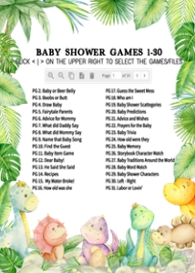 680 Greenery Boy Dinosaur Baby Shower Games Bundle 2: 680 Greenery Boy Dinosaur Baby Shower Games