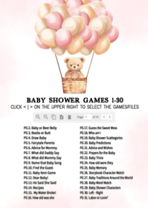 701 Pink Baby Bear Hot Air Balloon Baby Shower Games Bundle 2: 701 Pink Baby Bear Hot Air Balloon Baby Shower Games