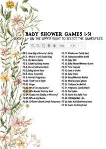 685 Wildflower Baby in Bloom Baby Shower Games Bundle 1: 685 Wildflower Baby in Bloom Baby Shower Games