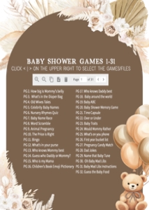 694 Boho Brown Bear Baby Shower Games Bundle 1: 694 Boho Brown Bear Baby Shower Games
