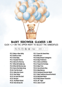 700 Blue Baby Bear Hot Air Balloon Baby Shower Games Bundle 2: 700 Blue Baby Bear Hot Air Balloon Baby Shower Games