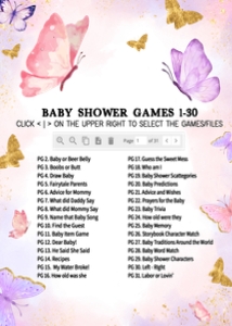 683 Pink Purple Butterflies Baby Shower Games Bundle 2: 683 Pink Purple Butterflies Baby Shower Games