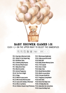 702 Brown Baby Bear Hot Air Balloon Baby Shower Games Bundle 1: 702 Brown Baby Bear Hot Air Balloon Baby Shower Games
