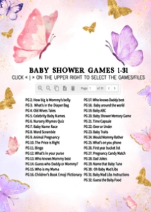683 Pink Purple Butterflies Baby Shower Games Bundle 1: 683 Pink Purple Butterflies Baby Shower Games