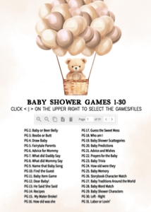 702 Brown Baby Bear Hot Air Balloon Baby Shower Games Bundle 2: 702 Brown Baby Bear Hot Air Balloon Baby Shower Games