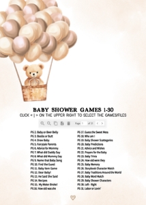 698 Brown Hot Air Balloon Bear Baby Shower Games Bundle 2: 698 Brown Hot Air Balloon Bear Baby Shower Games