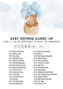 695 Blue Bear Hot Air Balloon Baby Shower Games Bundle 2: 695 Blue Bear Hot Air Balloon Baby Shower Games