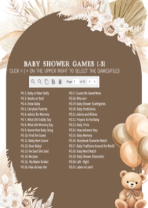 694 Boho Brown Bear Baby Shower Games Bundle 2: 694 Boho Brown Bear Baby Shower Games