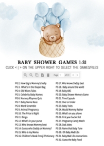 695 Blue Bear Hot Air Balloon Baby Shower Games Bundle 1: 695 Blue Bear Hot Air Balloon Baby Shower Games