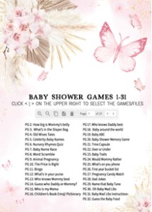 689 Pink Boho Butterfly Baby Shower Games design preview