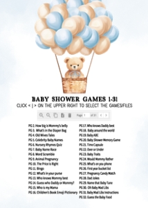700 Blue Baby Bear Hot Air Balloon Baby Shower Games Bundle 1: 700 Blue Baby Bear Hot Air Balloon Baby Shower Games