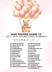 701 Pink Baby Bear Hot Air Balloon Baby Shower Games Bundle 1: 701 Pink Baby Bear Hot Air Balloon Baby Shower Games