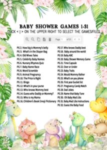 688 Greenery Girl Dinosaur Baby Shower Games Bundle 1: 688 Greenery Girl Dinosaur Baby Shower Games