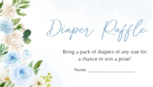 707 Blue Baby in Bloom Baby Shower Diaper Raffle: 707 Blue Baby in Bloom Baby Shower Invitation Set