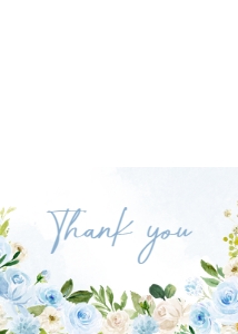 707 Blue Baby in Bloom Baby Shower Thank you Card: 707 Blue Baby in Bloom Baby Shower Invitation Set