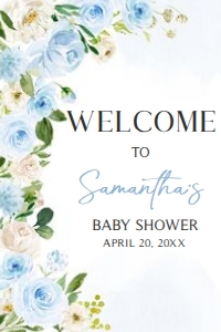 707 Blue Baby in Bloom Baby Shower Welcome Sign 20x30: 707 Blue Baby in Bloom Baby Shower Welcome Sign