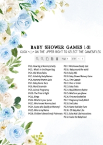 707 Blue Baby in Bloom Baby Shower Games Bundle 1: 707 Blue Baby in Bloom Baby Shower Games