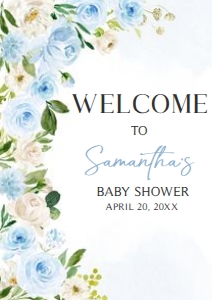 707 Blue Baby in Bloom Baby Shower Welcome Sign A2: 707 Blue Baby in Bloom Baby Shower Welcome Sign