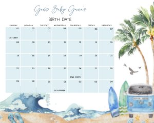 709 Baby on Board Baby Shower Calendar design preview